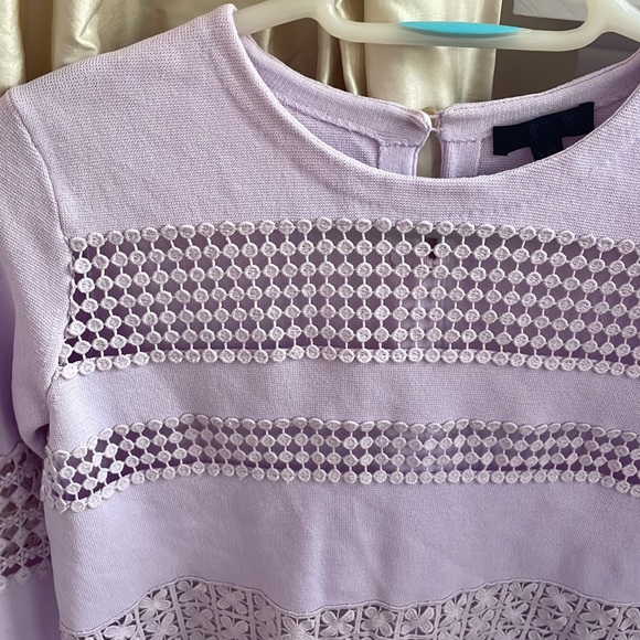 Purple j crew embroidered long sleeve cotton sweater top XXS EUC - Picture 2 of 6